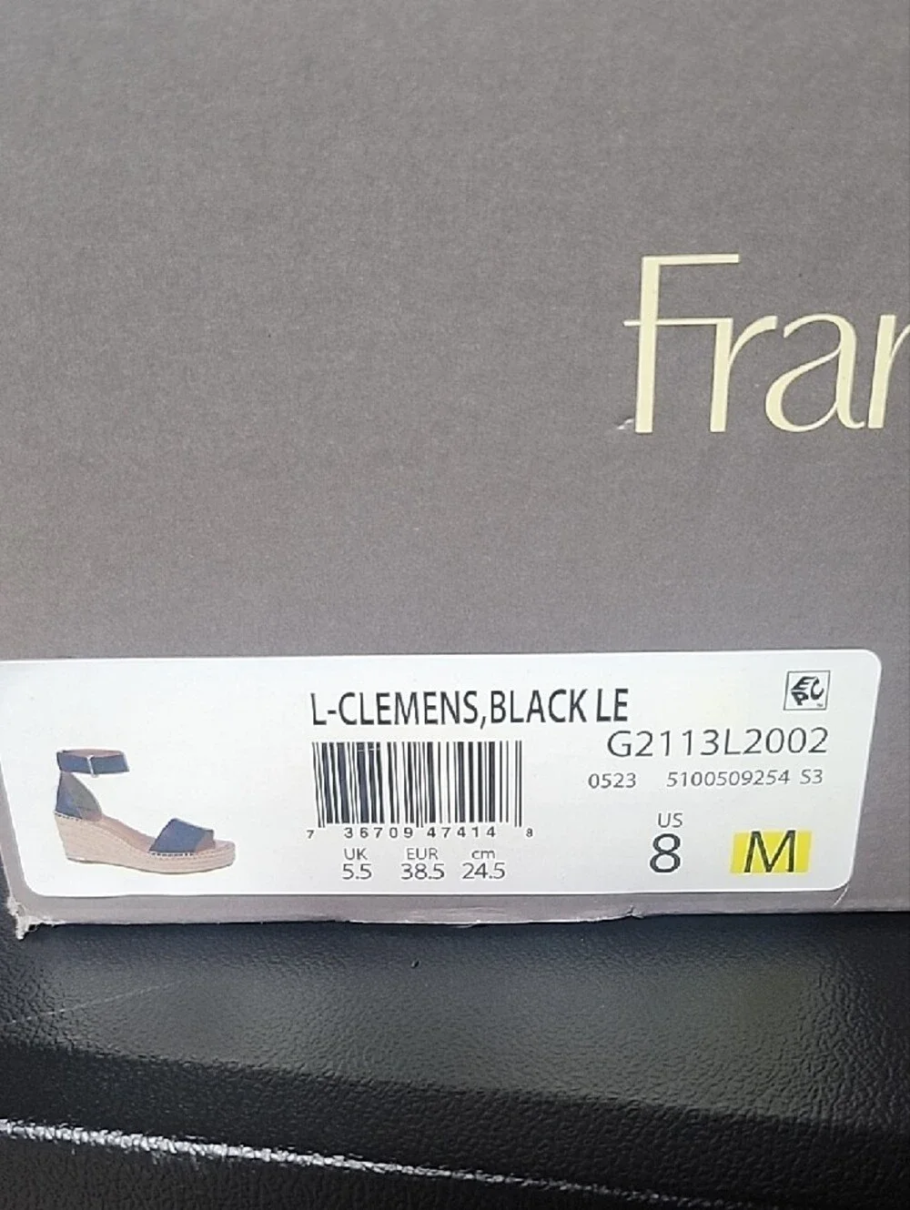 Franco Sarto Black and Natural Espadrille Wedge Clemens